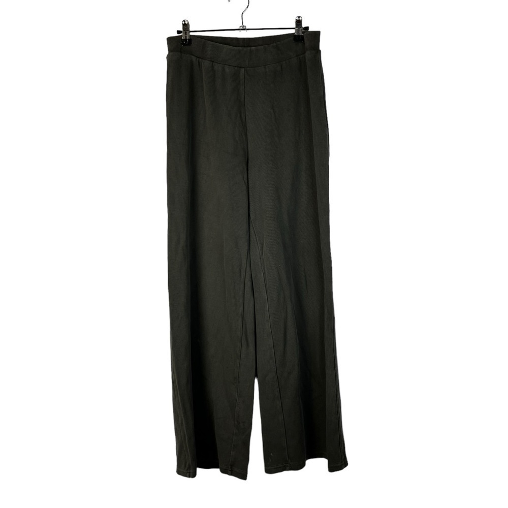 Ghanda Dark Charcoal Gray Ribbed Flare Lounge Pants M